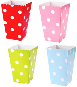 48 x Polka dot multicolore small paper popcorn treat boxes cups buckets kids birthday party favours