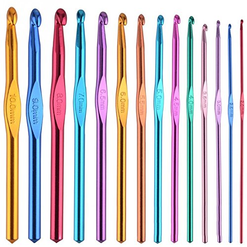 14x aluminum crochet hooks set knitting needles weaving tools set