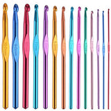 14x aluminum crochet hooks set knitting needles weaving tools set