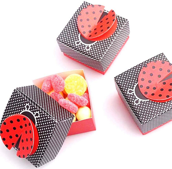 50 x Ladybug favour boxes paper gift sweets box for wedding kids birthday baby shower christening