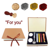 Wax Seal kit: Stamp + Sealing Wax Sticks + Tea Lights + Spoon + Gift Box, Retro Vintage Sealing Set