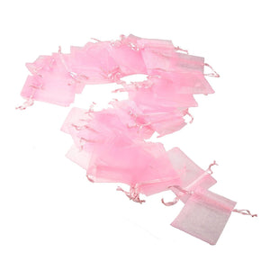 50x Rosa Organzabeutel Partygeschenkbeutel Konfettibeutel kleine Geschenkbeutel 7x9 cm für Süßigkeiten, kleinen Schmuck