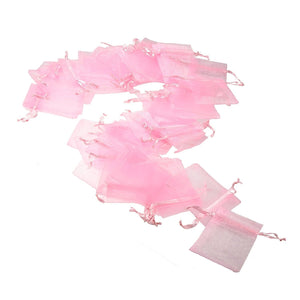 Sacs en organza rose 50x, sacs de cadeaux de fête, sacs à confettis, petits sacs cadeaux 7x9 cm pour bonbons, petits bijoux