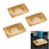 3x Natural bamboo soap dish soap box soap dish storage holder for kitchen home shower bathroom tub