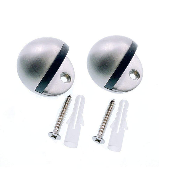 2 x Half moon oval door stop catch stainless steel metal door stopper with mounted screws use