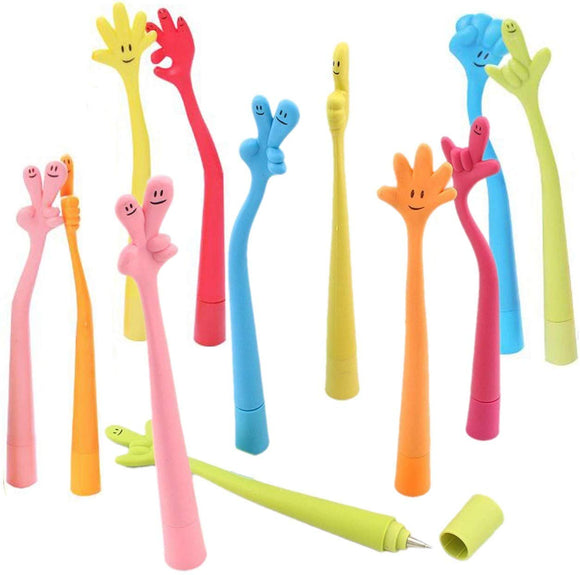 25 x nouveauté doigt geste stylo à bille pliable stylo à bille créatif en caoutchouc dessin animé stylo à bille