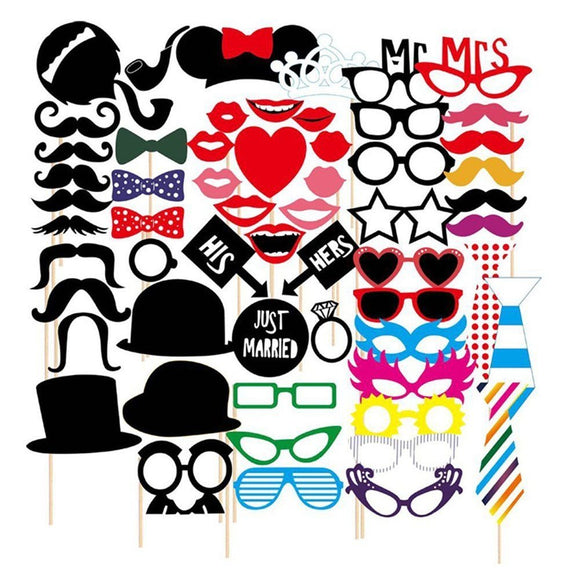 58 Just Married wedding photo booth props set photobooth wedding party decoration accessory