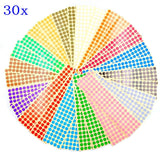 30 Blatt 10-mm-Etikettenaufkleber, 15 Farben, kleine runde Punktaufkleber, Farbcodierung, Klebemarkierung