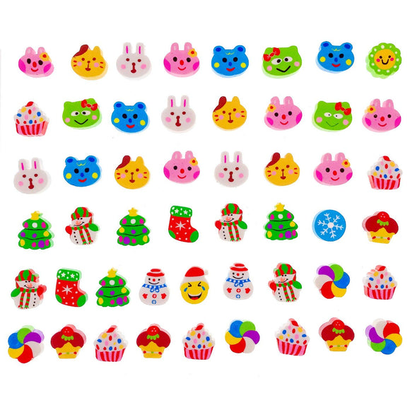 50 Cute little rubber pencil eraser set for children party favours kids birthday party bag fillers