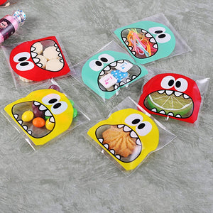 600x Monster self-adhesive cookie bags sweetie bags candy bags party treat bags for sweets snacks