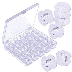 25x sewing machine bobbin spools for Brother Janome Singer Elna Babylock Kenmore transparent plastic