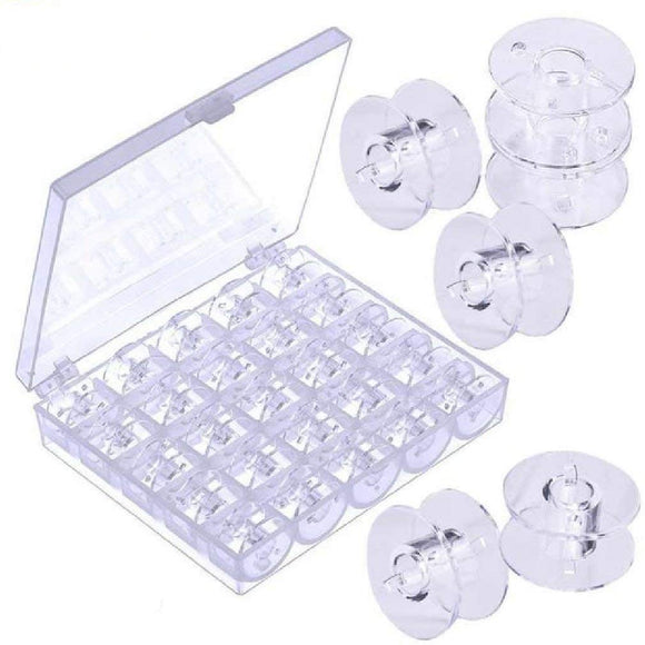 25x sewing machine bobbin spools for Brother Janome Singer Elna Babylock Kenmore transparent plastic