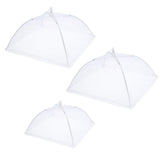 3 x weiße Pop-up-Mesh-Abdeckungen für Lebensmittel, wiederverwendbar und faltbar, für Zelte, Küche, Outdoor