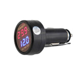 2-in-1-Voltmeter- und Thermometeranzeige für PKW, LKW, Busse, 12-V-24-V-Batteriespannungs- und Temperaturmesser