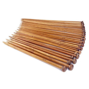 14 Zoll, 18 verschiedene Größen (2 mm–10 mm), Sammlungsset mit 36 ​​Einzelspitzen-Stricknadeln aus Bambus