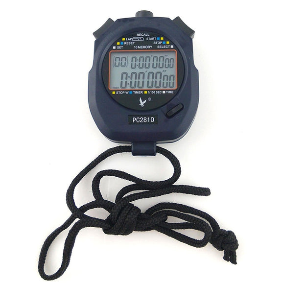 Chronomètre de Sport numérique professionnel, minuterie, 2 rangées, 10 mémoire, compte à rebours, alarme, batterie + corde de suspension, PC2810