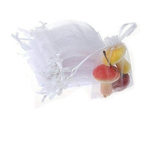 50x White organza party small gift bags 7x9 cm for candy small jewelry beads