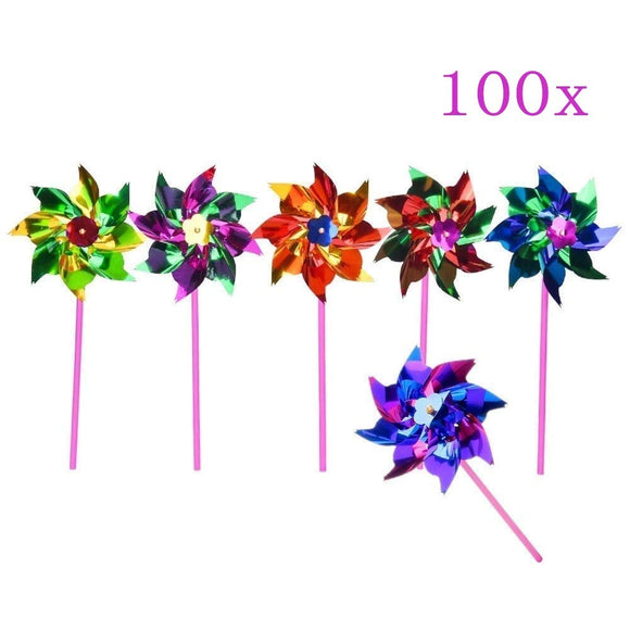 100 X Waterproof foil windmills outdoor toys for children