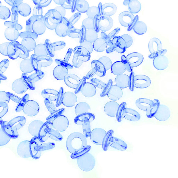 100 x Mini sucette factice bleue, sucettes en acrylique, confettis de Table dispersés, décoration de fête