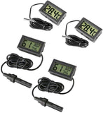4 x kleines digitales Aquarium-Thermometer-Hygrometer mit Sonde und Batterie, Wassertemperaturanzeige