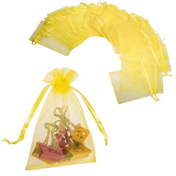 Sacs en organza jaune 50x, sacs à confettis pour cadeaux de fête, petit cadeau 12x9 cm, mariage, anniversaire, baby shower