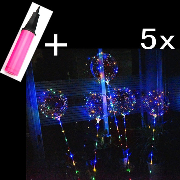 5 transparent 40cm giant LED light balloon 70 cm pole+3 meters LED string light + balloon pump