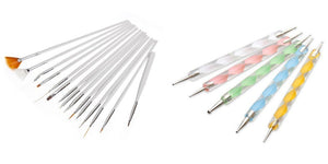 20x outils de nail art, pinceaux à ongles, outils de pointage, stylos de nail art