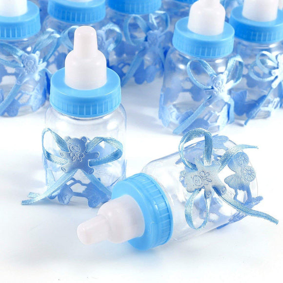 24 x Bleu faveur biberon bouteille de bonbons boîte de fête sac pour faveur, bonbons, cadeaux et bijoux
