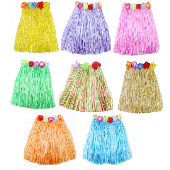 8x Multicolor Hawaiian silk faux flowers party fancy hula skirt girl women Hawaiian Luau supply