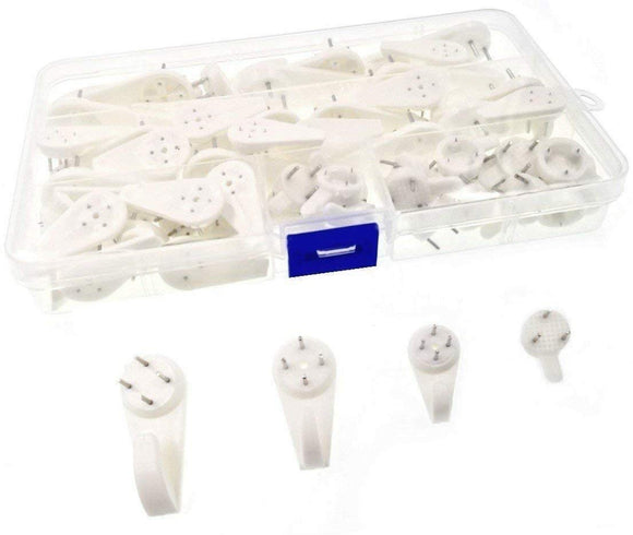 54 x White Non-Trace hardwall Picture Frame Plastic Hooks Hangers for Hanging Paintings and Picture