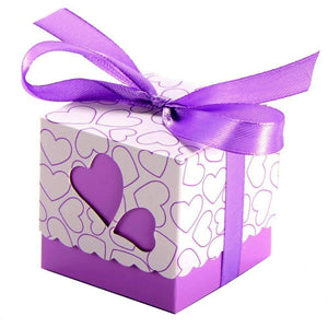 50 Purple Heart Wedding Favour Boxes Sweet Box Gift Birthday Christening Graduation Christmas Party