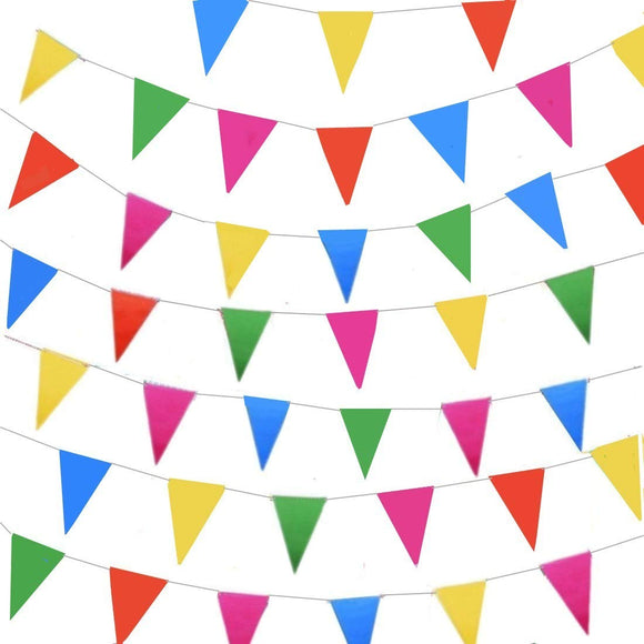 80 meters colourful party bunting triangle flag banner hanging decoration for wedding ornaments