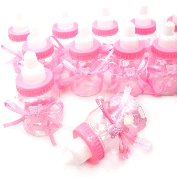 24x Pink feeding candy bottle party boxes gift box bag for sweets baby girl birthday baby shower