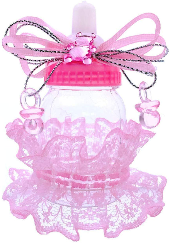 24 x Pink favour feeding bottle baby shower favour boxes for baby shower girl birthday party baptism