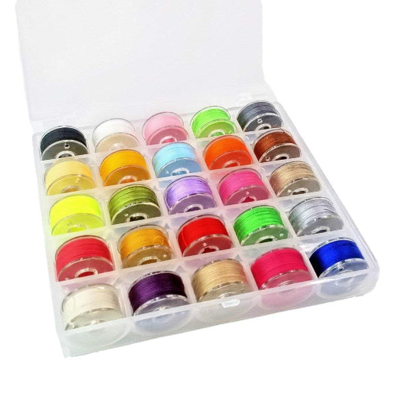 25 pcs High Quality Sewing Thread bobbins with Storage Box for Brother Janome Singer Elna Babylock