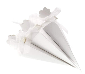 50 x White Cones Confetti Boxes  for Wedding Birthday Graduation Party