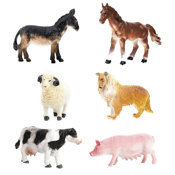 6 Assorted set farm animal figures portable children bath toys birthday present