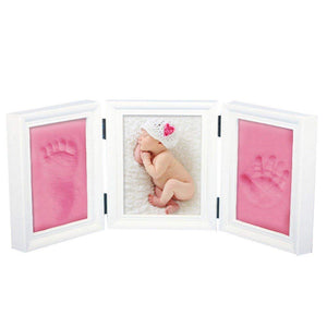 JZK kit de cadre photo empreinte de main en argile rose cadres photo en argile cadeau de fête prénatale pour filles et garçons