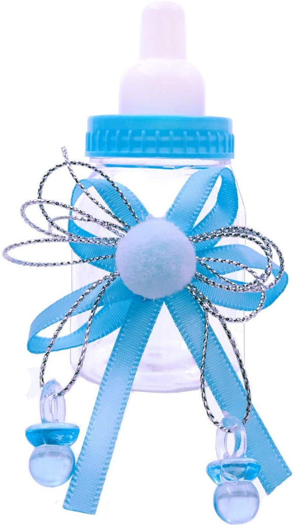 24 x blaue Babyflaschen-Babyparty-Geschenkboxen für Babyparty, Jungengeburtstag, Taufe