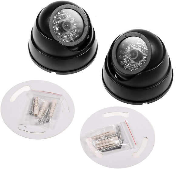 2 x gefälschte Überwachungs-Sicherheits-CCTV-Kuppelkamera mit blinkender LED. Echte Nachahmung