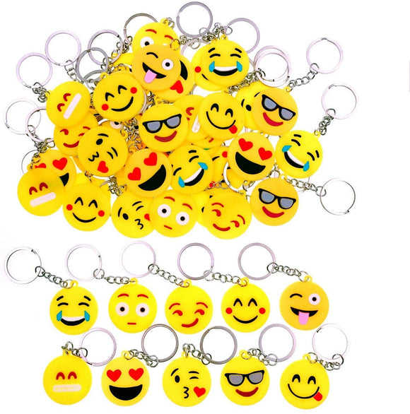 50 x Emoji keychain emoticon keyring children birthday party favours party bag fillers kids party