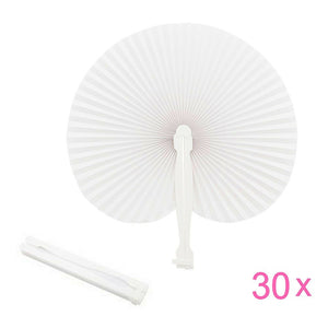 30 White heart folding fan Japanese hand held fan for party wedding communion church travelling