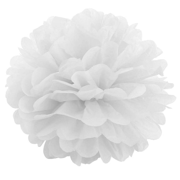 10 x 10 Zoll 25 cm große Pompons-Dekorationen, weiße Papierblumenkugeln