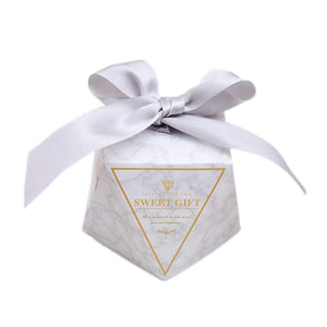 50 Diamond shape favour boxes with ribbons paper sweets box for wedding birthday graduation party