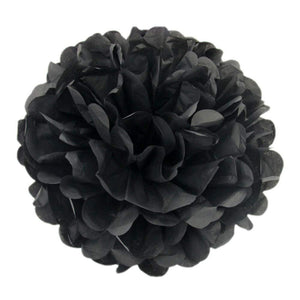 10 x 10 pouces 25 cm, pompons en tissu décorations de mariage fournitures de fête de Noël (noir)