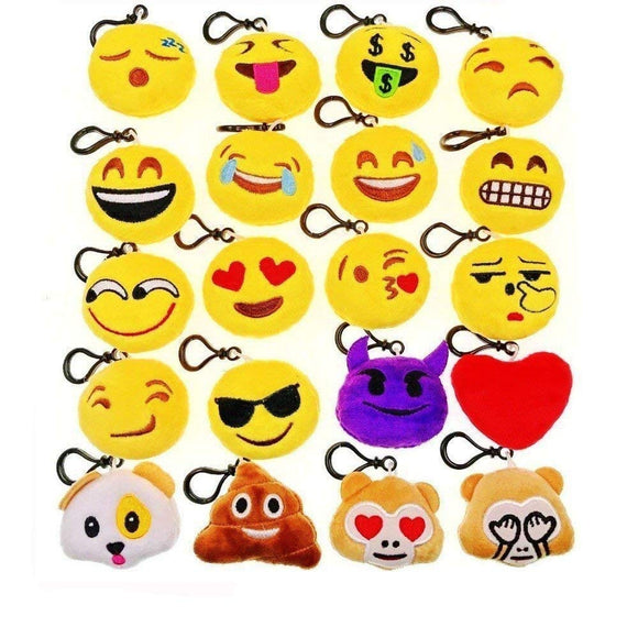 20 Stück Mini Emoji Plüschtier 5 cm Schlüsselanhänger Schlüsselanhänger Emoticon Kissen Kinder für Party Geburtstagsfeier