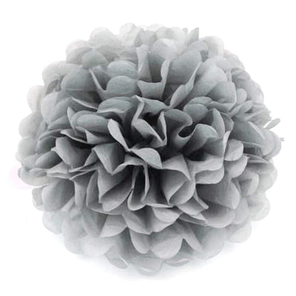 10 x 10 Zoll 25 cm Seidenpompons Dekorationen Geburtstag graue Blumenkugeln