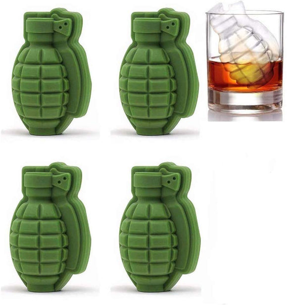 4 x Silikon-3D-Granatenform-Eiswürfelform, Kuchenform, Eisformen, Silikon für Whiskey und Scotch