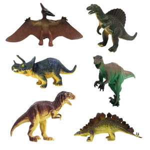 6 Assorted set toy dinosaur figures triceratops pterodactyl stegosaurus allosaurus tyrannosaurus rex