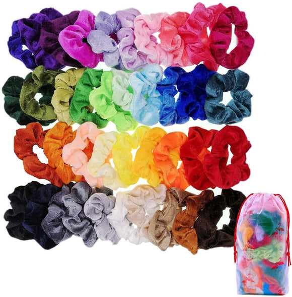 39 Pièces Chouchous en Velours Colorés Bandes de Cheveux Élastiques Attaches de Cheveux pour Enfants Femmes Enfants Filles